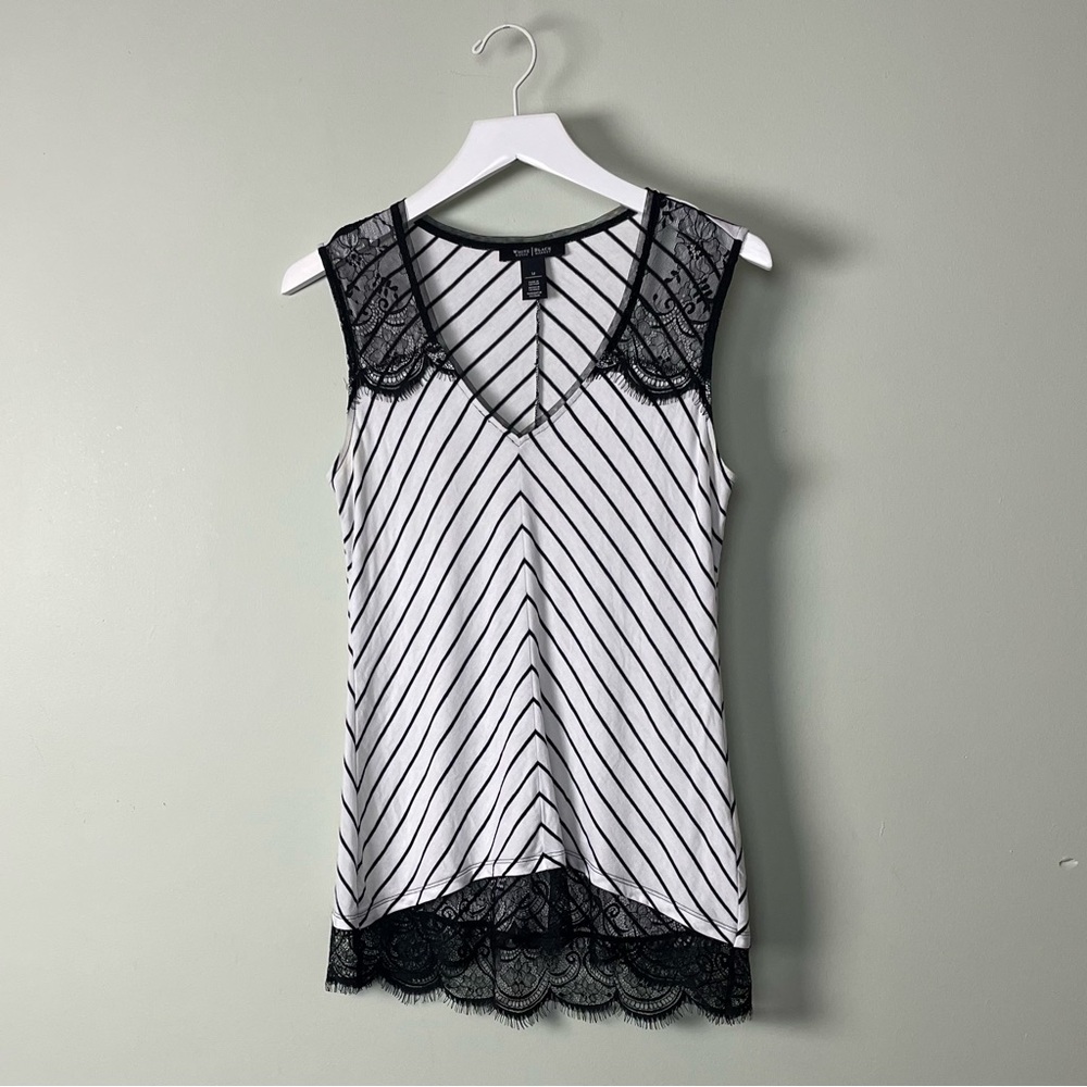 WHBM striped Tank Top with Lace / Size S